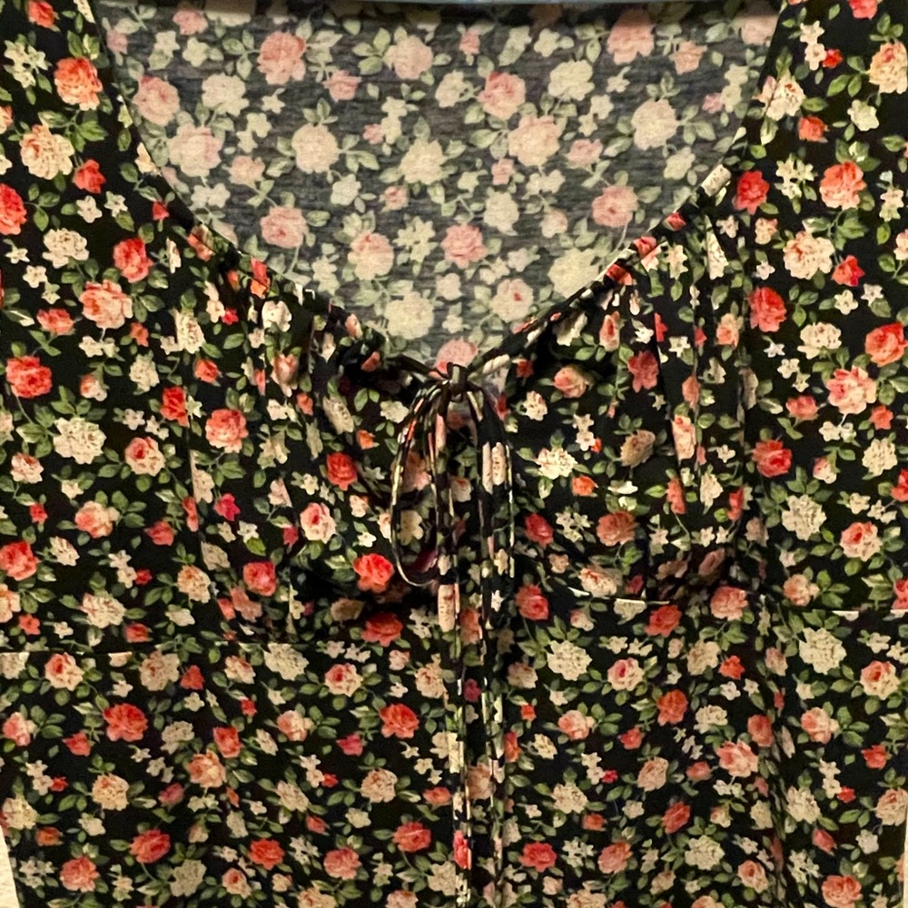 mid length floral dress.